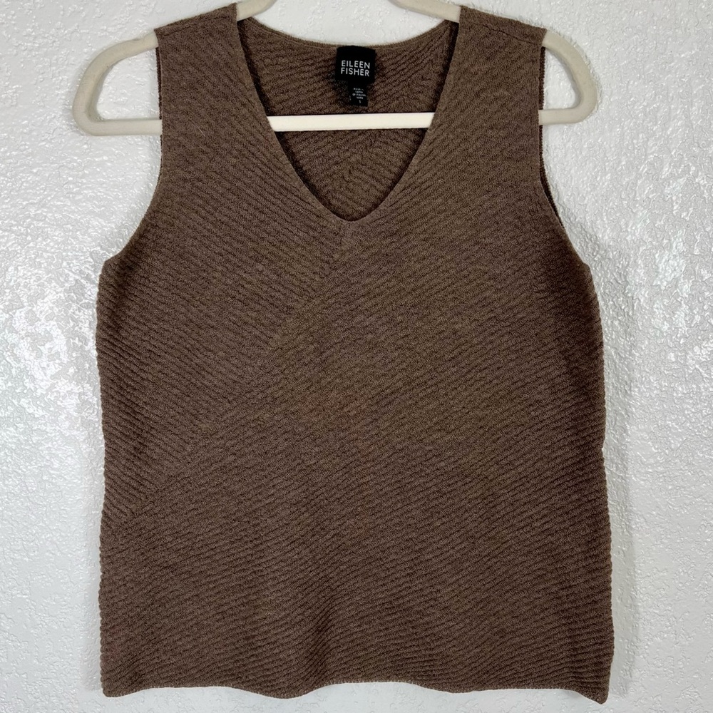 Eileen Fisher Brown Knit Sleeveless Top sz. S
